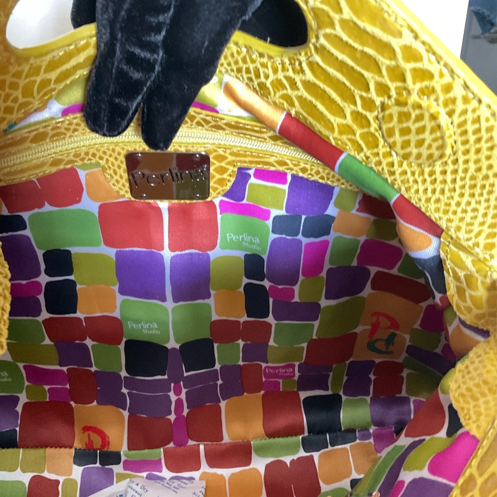 Perlina Yellow Oversized Snakeprint Clutch - Picture 6 of 7